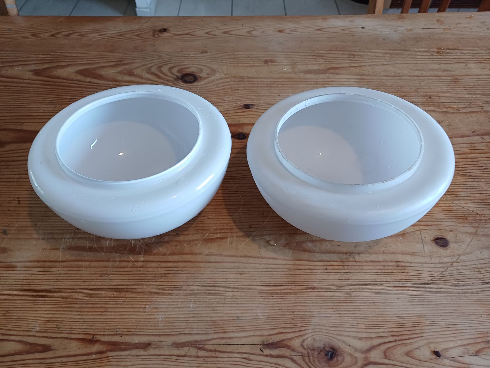 2 Globes White Opaline Ceiling Light photo for sale