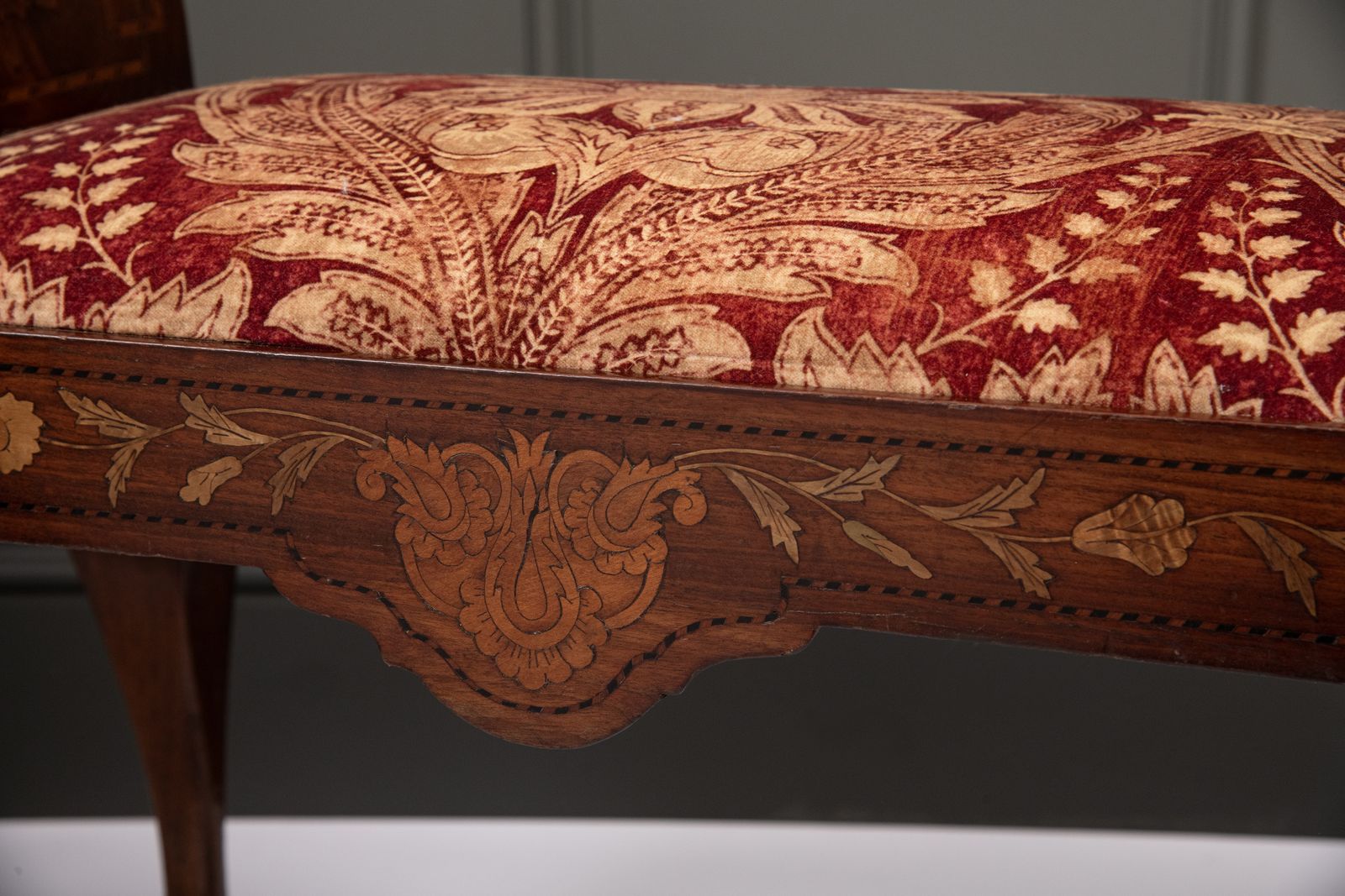 A Dutch Marquetry Window Seat Upholstered In A Gp&J Baker Velvet photo Furniture