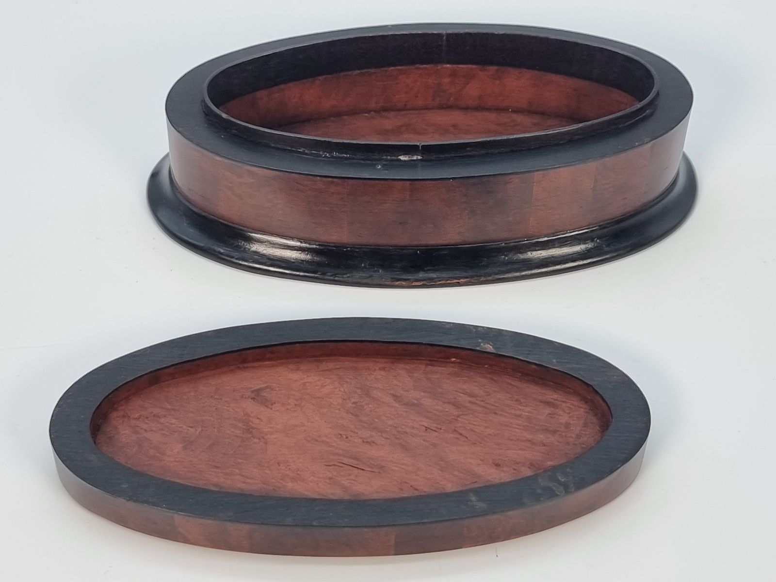 An Oval Box Veneered In Segments Of Burr Walnut, Circa 1910 photo vintage