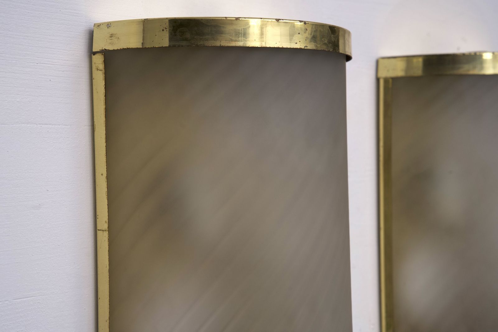 Rare Set Of Four Valentino Brass And Etched Glass Wall Sconces, Italy 1980s photo Lighting