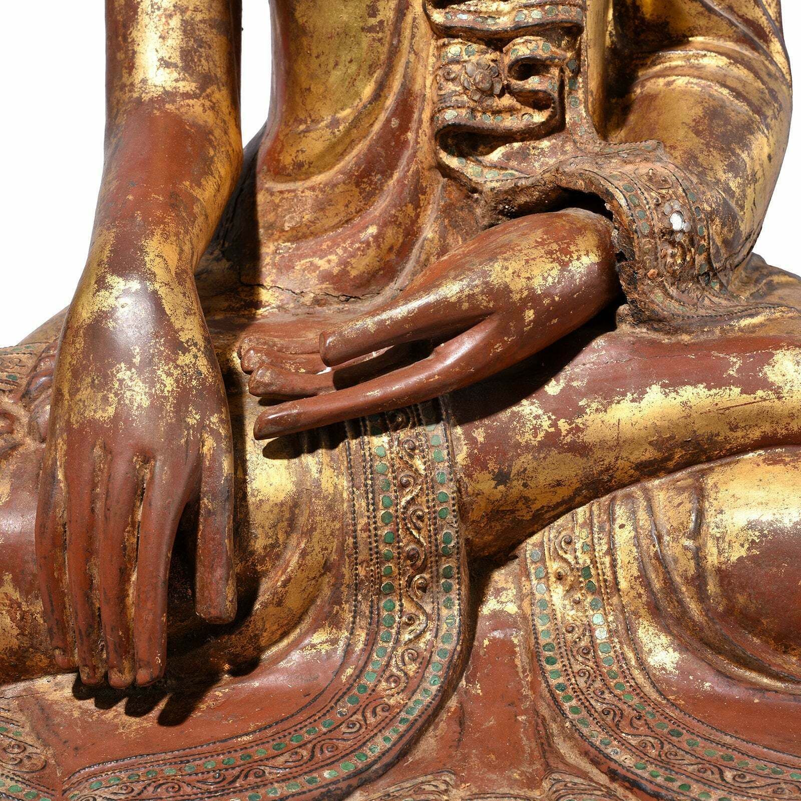 Antique Gilded Teak Burmese Sitting Buddha   19th Century photo vinterior