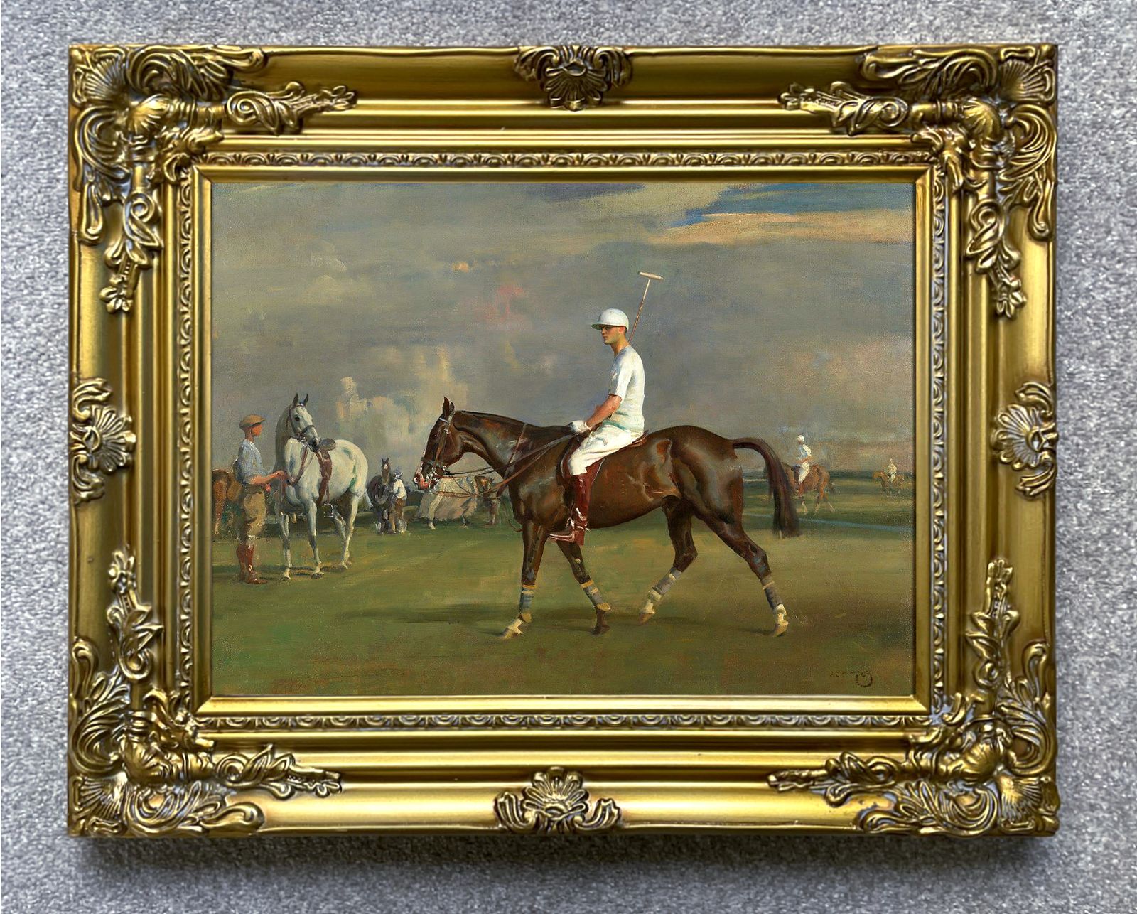 Fine Lithograph On Canvas Of A Polo Player After A.J.Munnings