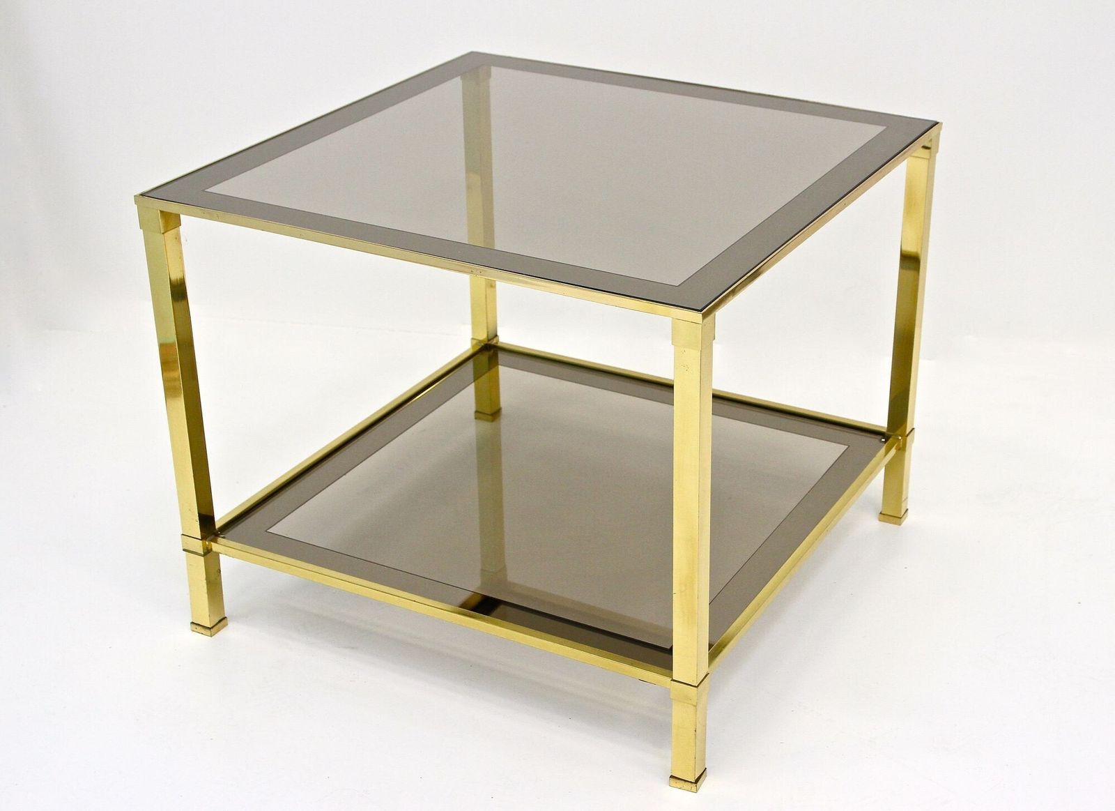 photo for sale 20th Century Hollywood Regency Brass Side/ End Table, Smoked Glass, It Ca. 1970