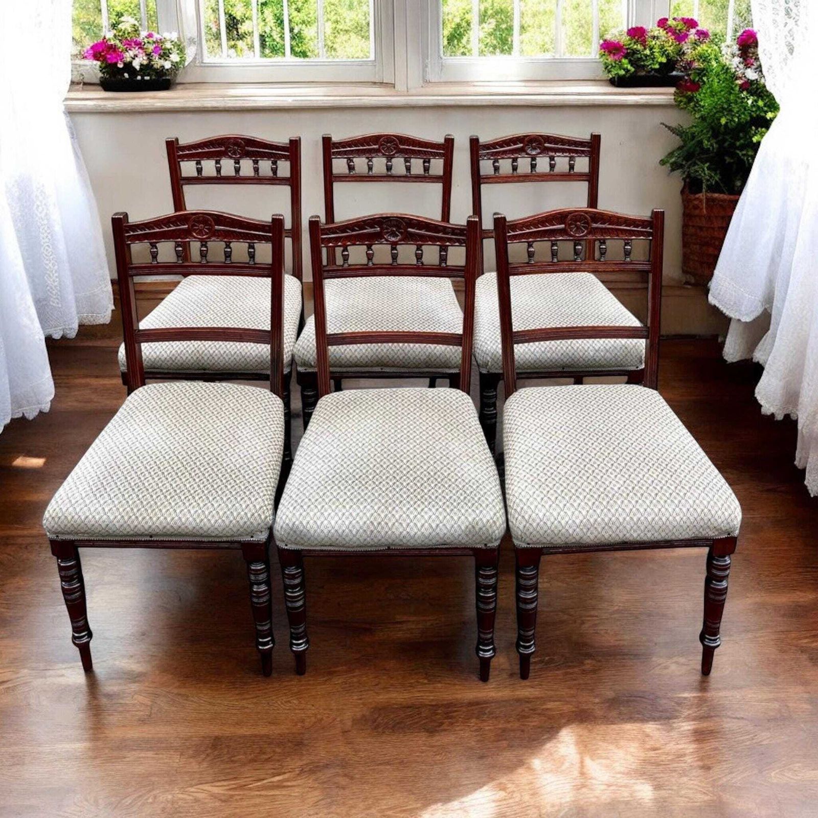 Antique Victorian Mahogany Dining Chairs C1850 / Set Of 6