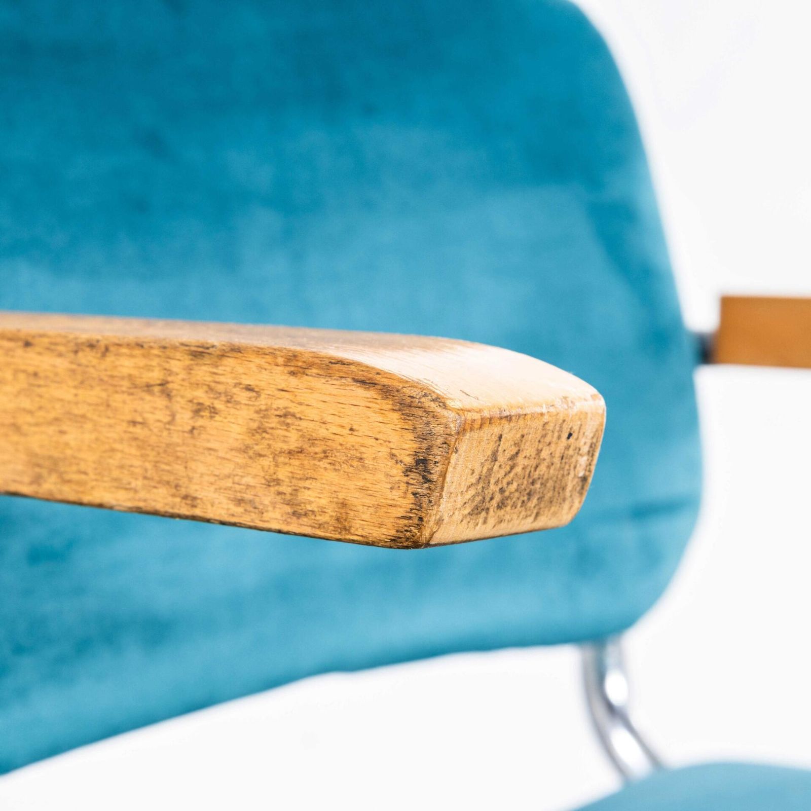 1970's Cantilever Chrome Frame Dining Chairs With Turquoise Upholstery   Set Of Four photo 576.0