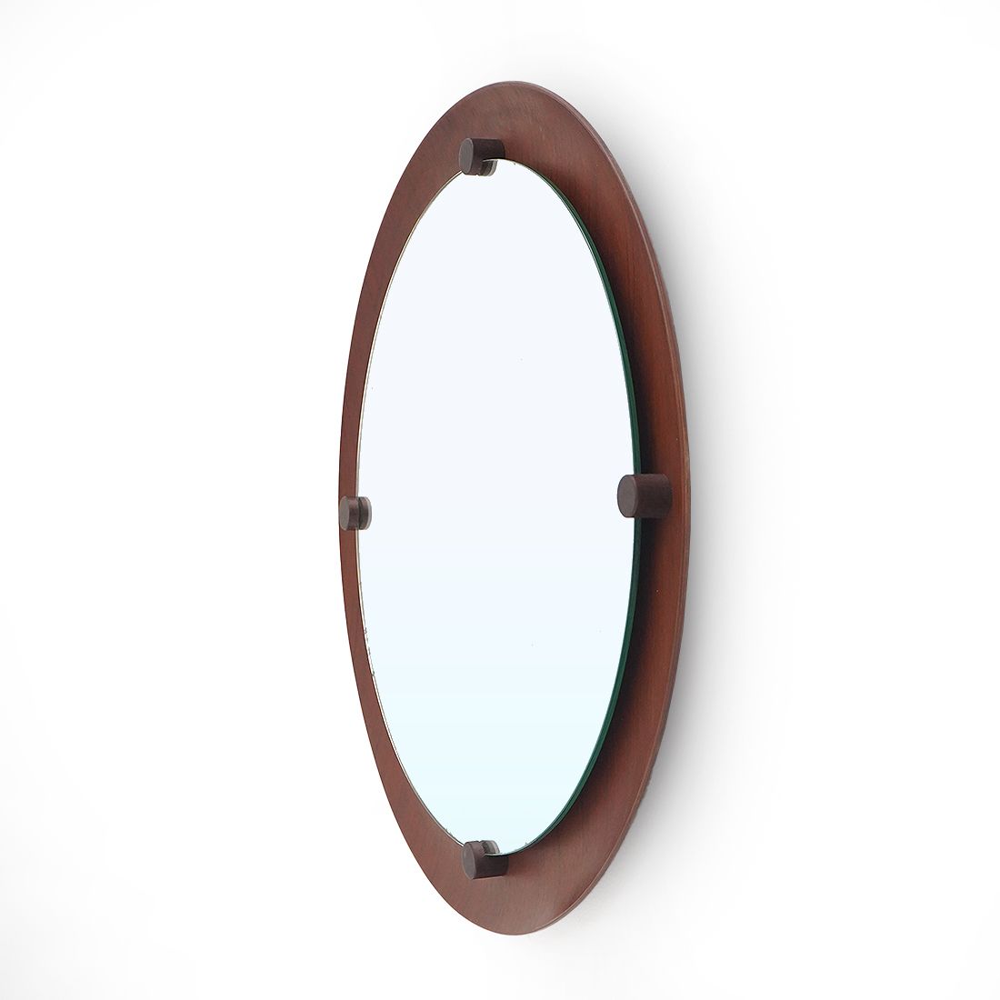 Round Mirror In Curved Plywood, 1960s photo vinterior