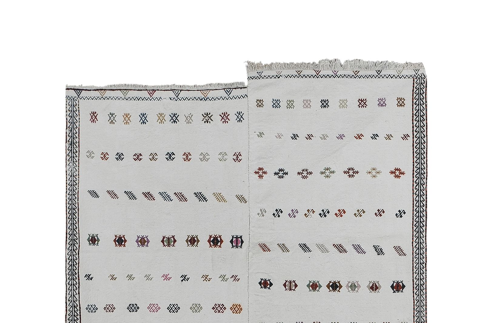 Mid Century Turkish Full Embroidered Cicim Rug 4'4'' X 8' photo for sale