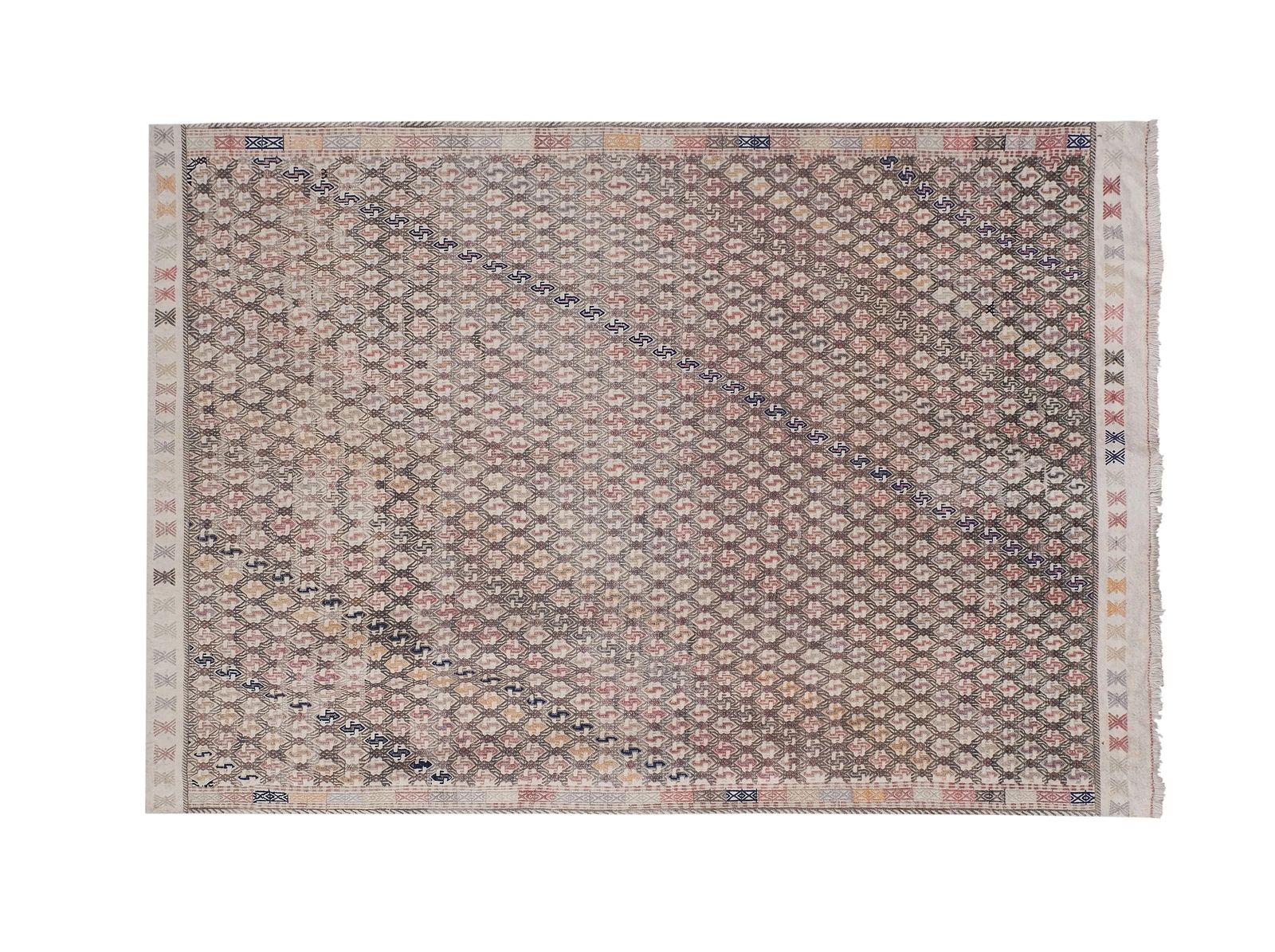Mid 20t Century Diamond Pattern Jajim Kilim With Muted Colors 5'9'' X 8'4'' photo furniture