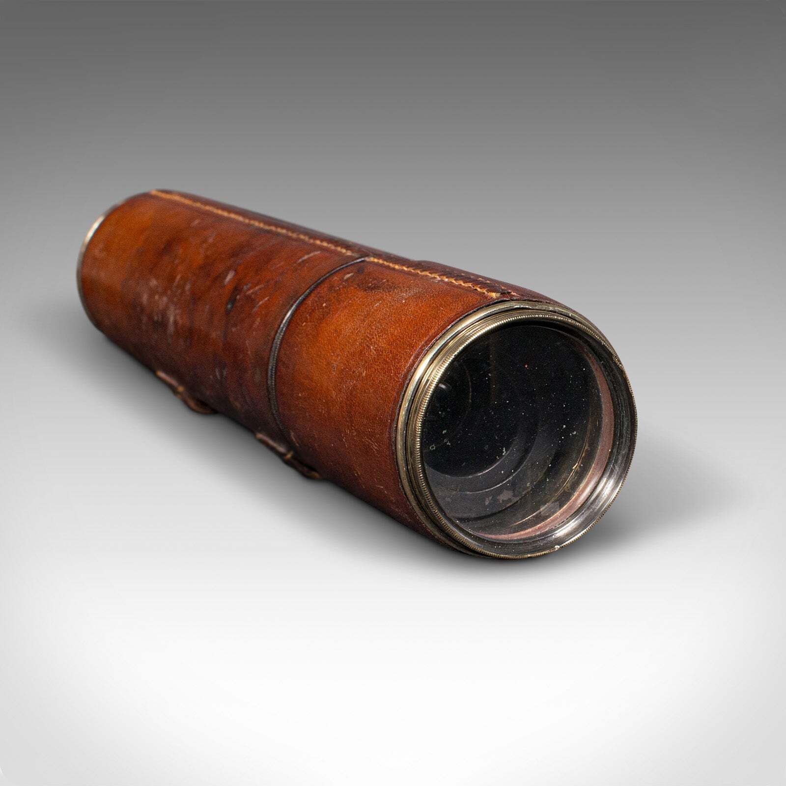 Antique 3 Draw Telescope, English Brass, Leather, Newton & Co, Victorian, C.1870 photo vinterior