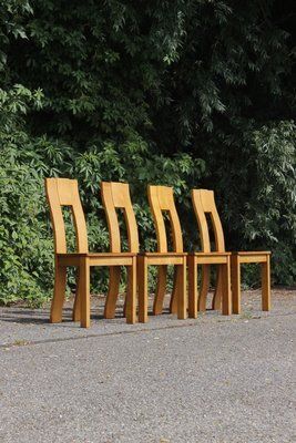 Vintage French Elm Chairs From Seltz, 1980s, Set Of 4 photo for sale