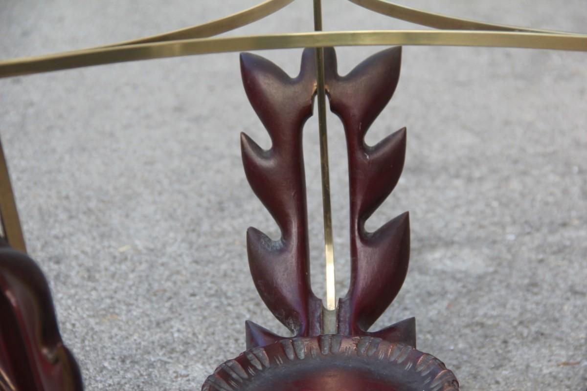 Colli Round Mid Century Modern Italian Table Coffee Leaves Brass Sculpture Glass photo buy
