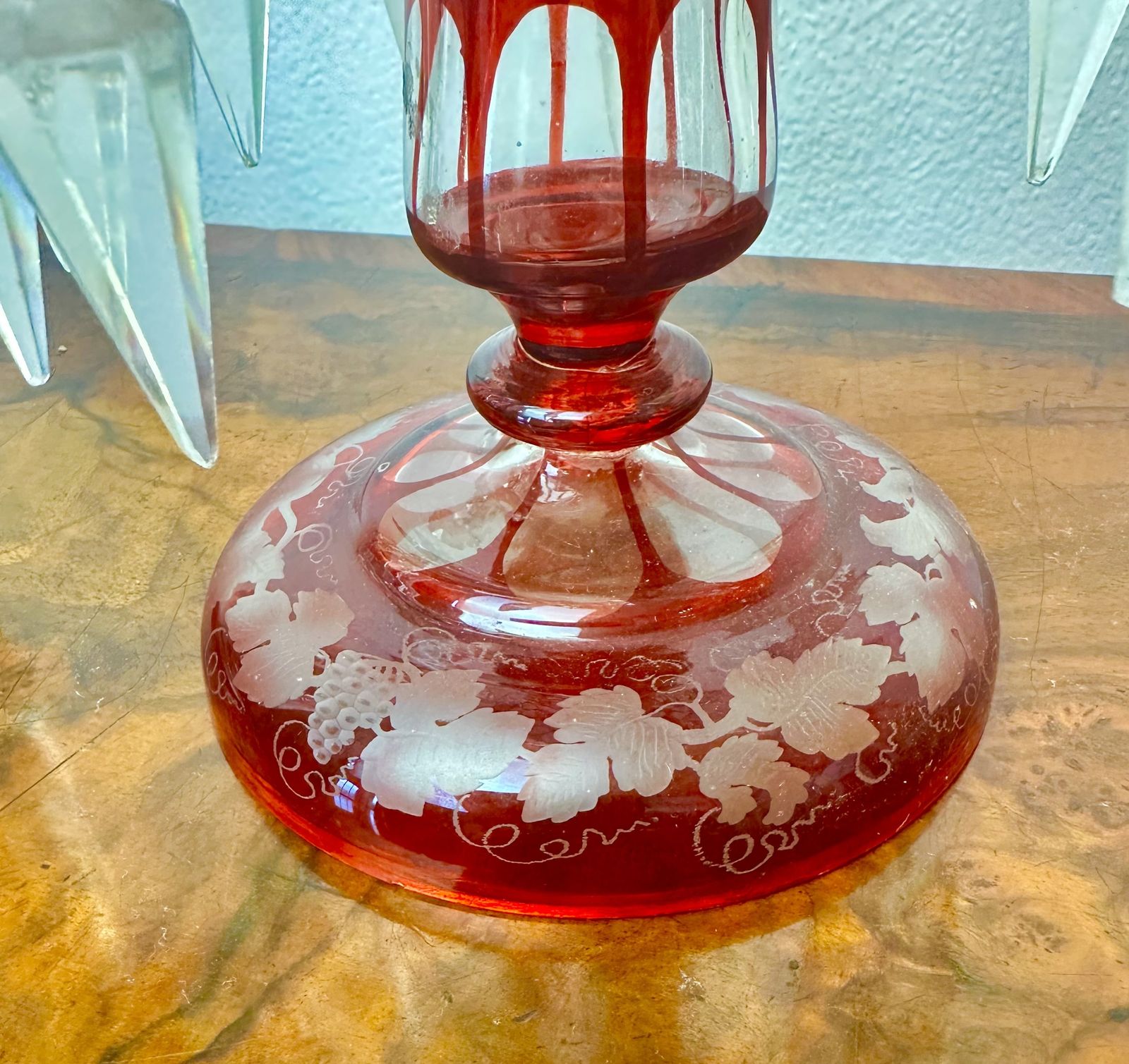 Pair Of Victorian Ruby Glass Lustres Circa 1875 photo 560.0