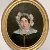Oil On Canvas Pair Of Portraits In Gilded Oval Frames, 19th Century photo 1430.55