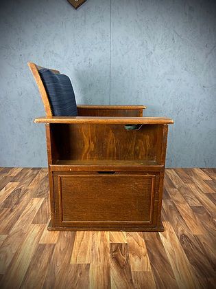 Art Deco Library Chair With Book Shelf & Drink Cabinet, Heal’s Manner photo vintage