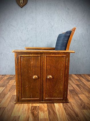 Furniture Art Deco Library Chair With Book Shelf & Drink Cabinet, Heal’s Manner photo