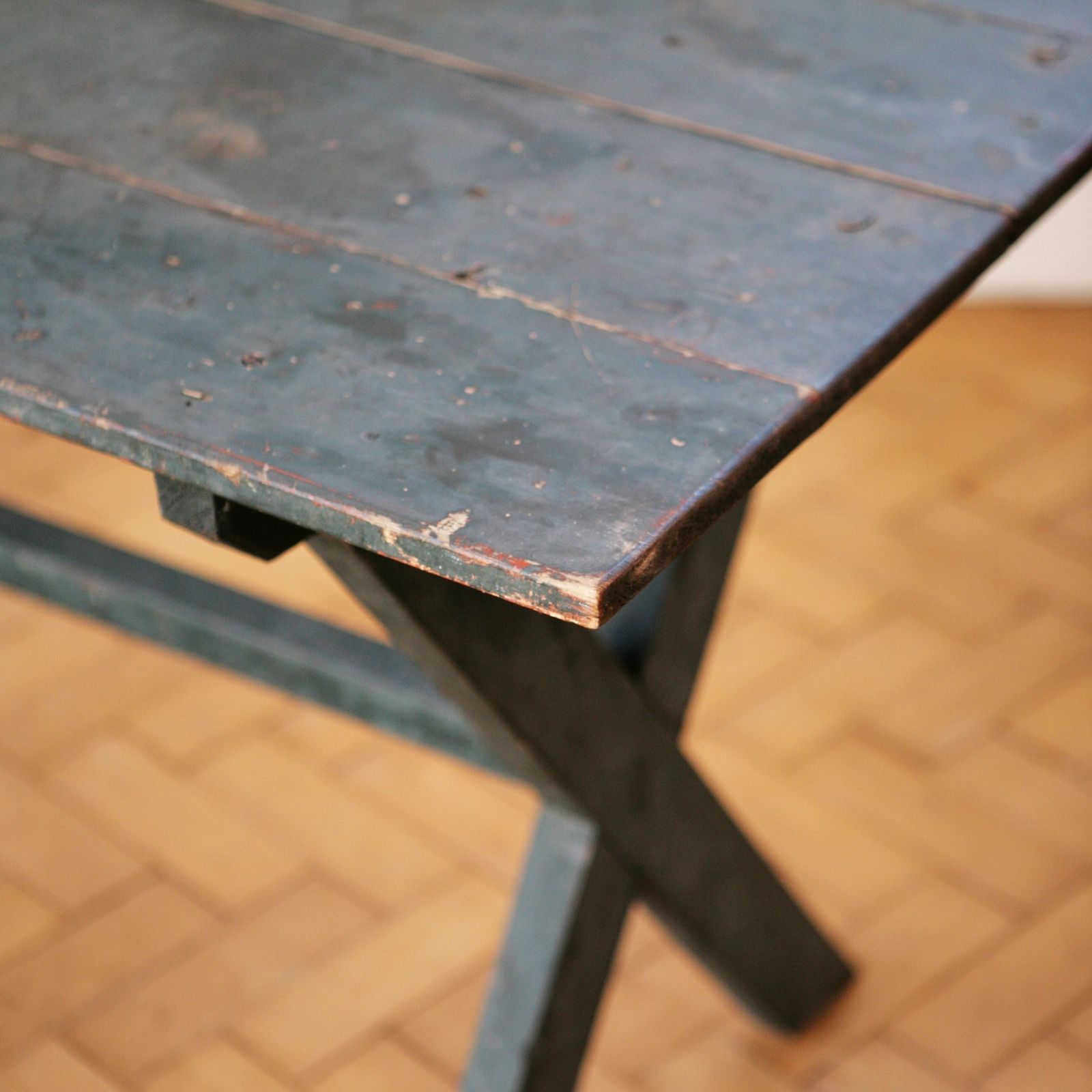 C19th French Blue Painted Tavern Table photo furniture