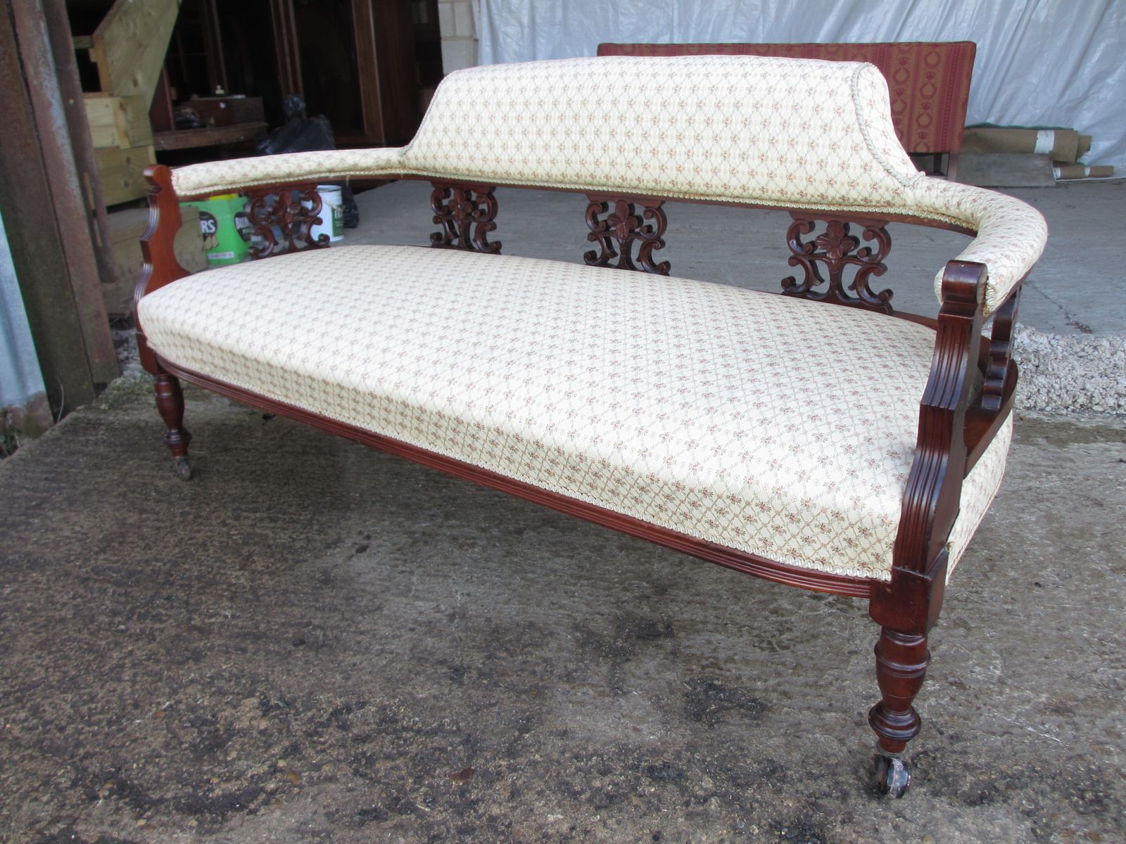 photo vinterior Edwardian Mahogany Upholstered Sofa Settee