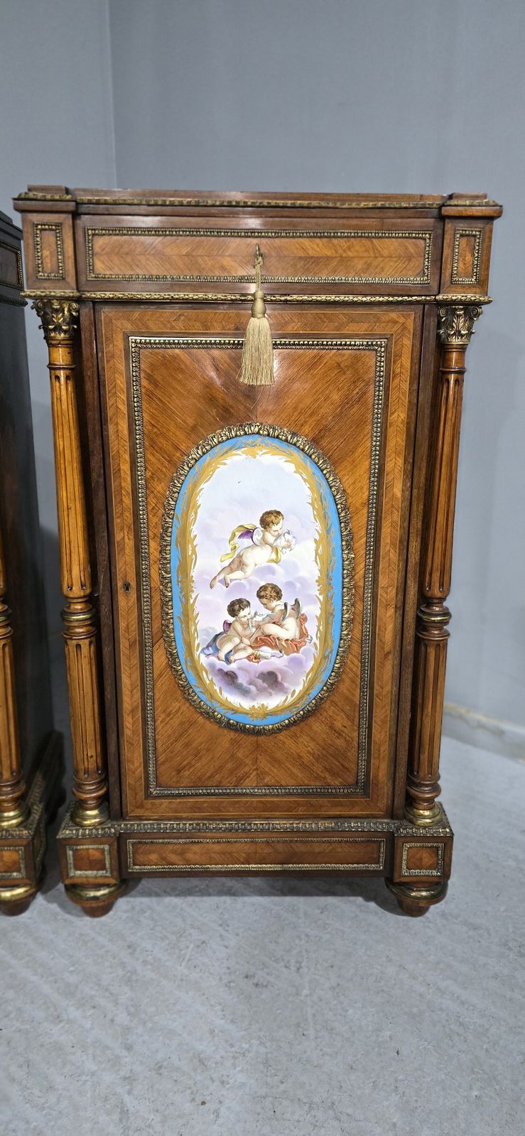 Fabulous Pair Of Tall French Louis XVI  Porcelain Mounted Cabinets photo 13995.0