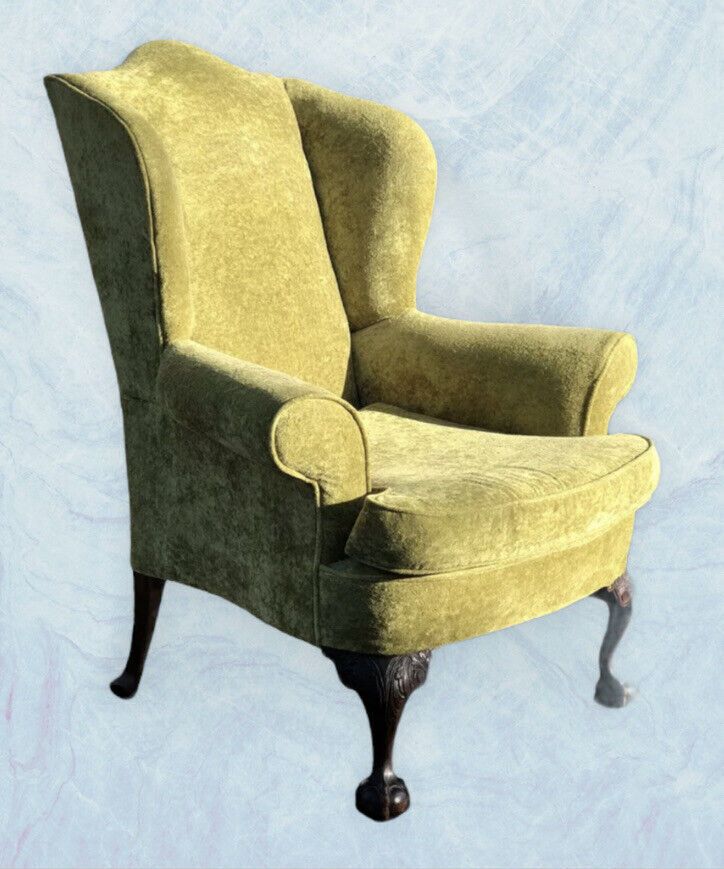 photo furniture Antique Library Armchair, Fine Carved Mahogany Legs.