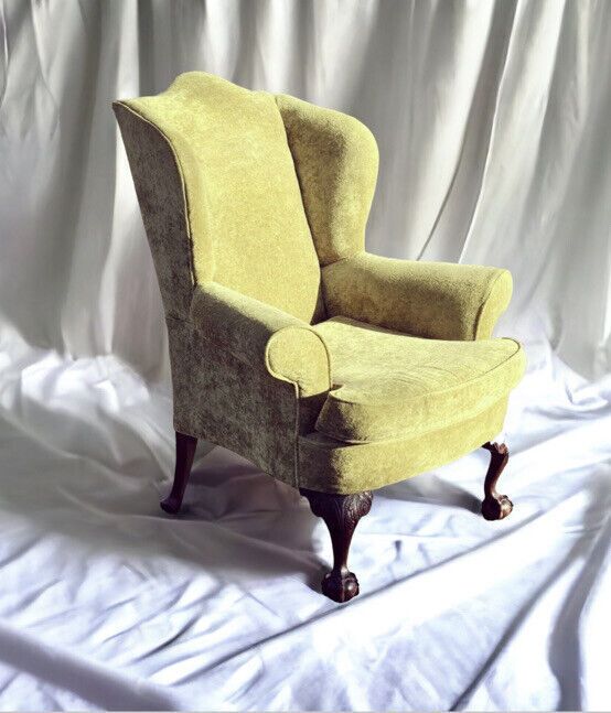 photo for sale Antique Library Armchair, Fine Carved Mahogany Legs.