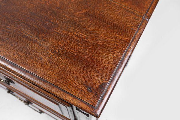 Furniture French Rustic Chest Of Drawers In Oak With 3 Drawers, 1850s photo