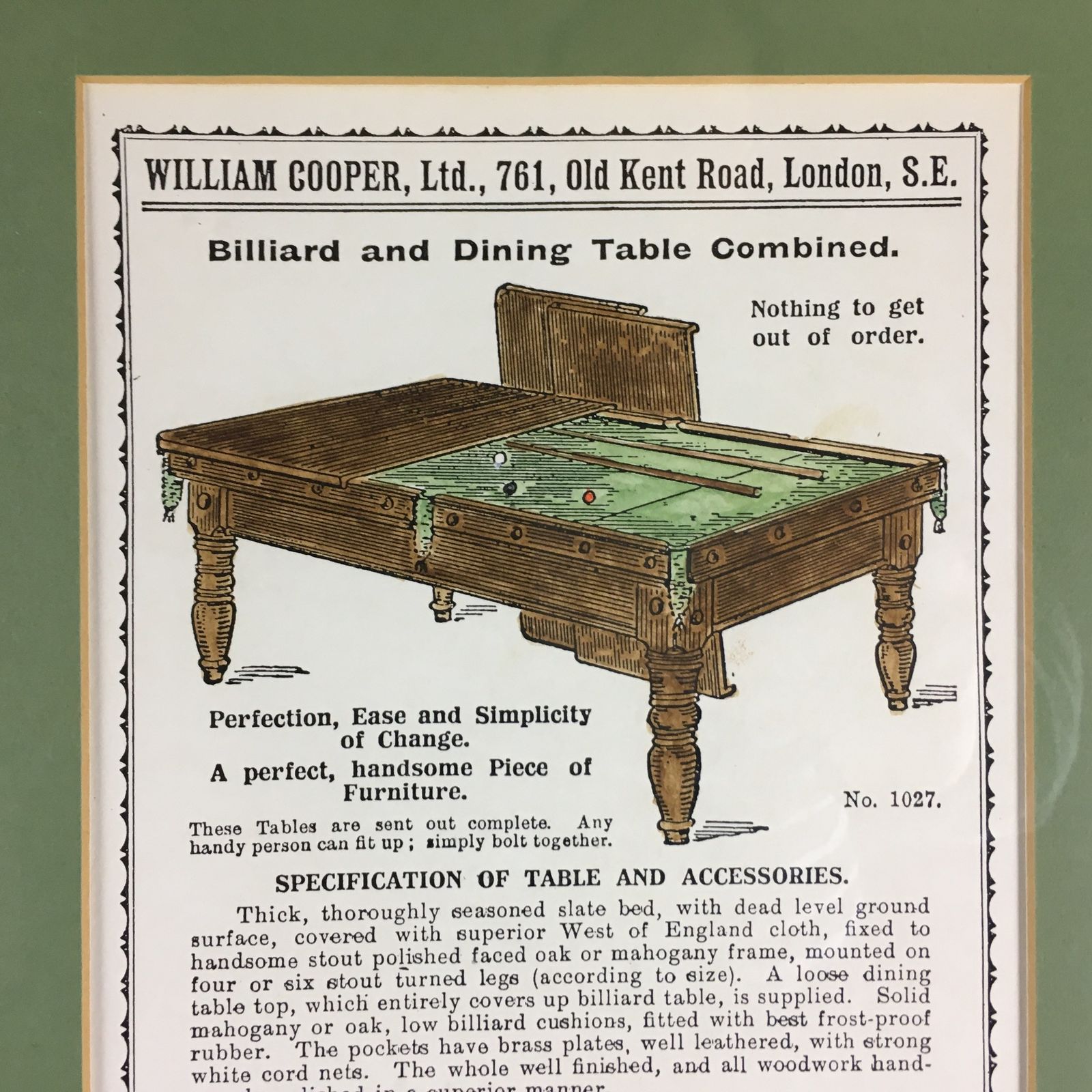 Vintage Metamorphic Billiard And Dining Table Advertisement In Mahogany Frame photo furniture