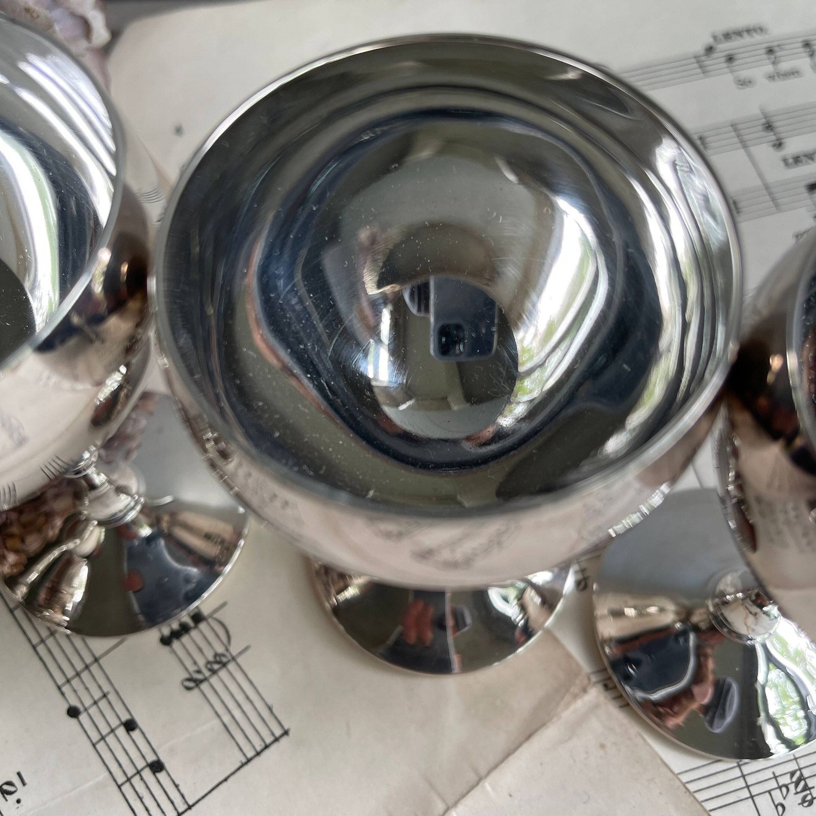 Vintage Set Of 6 Silver Plated Goblets   Jonelle Sherry Glasses   Stemware   Toasting Cups   Small Chalice   Spanish Silver   Photo Props photo vinterior