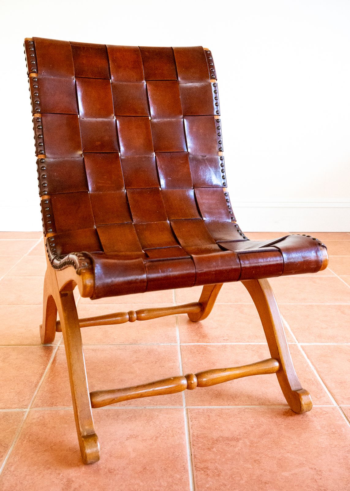 Pierre Lottier Slipper Lounge Chair Cigar Leather Strap 1960s Blonde Valenti Spanish French Mid Century Mcm Designer Neoclassical photo 1150.0