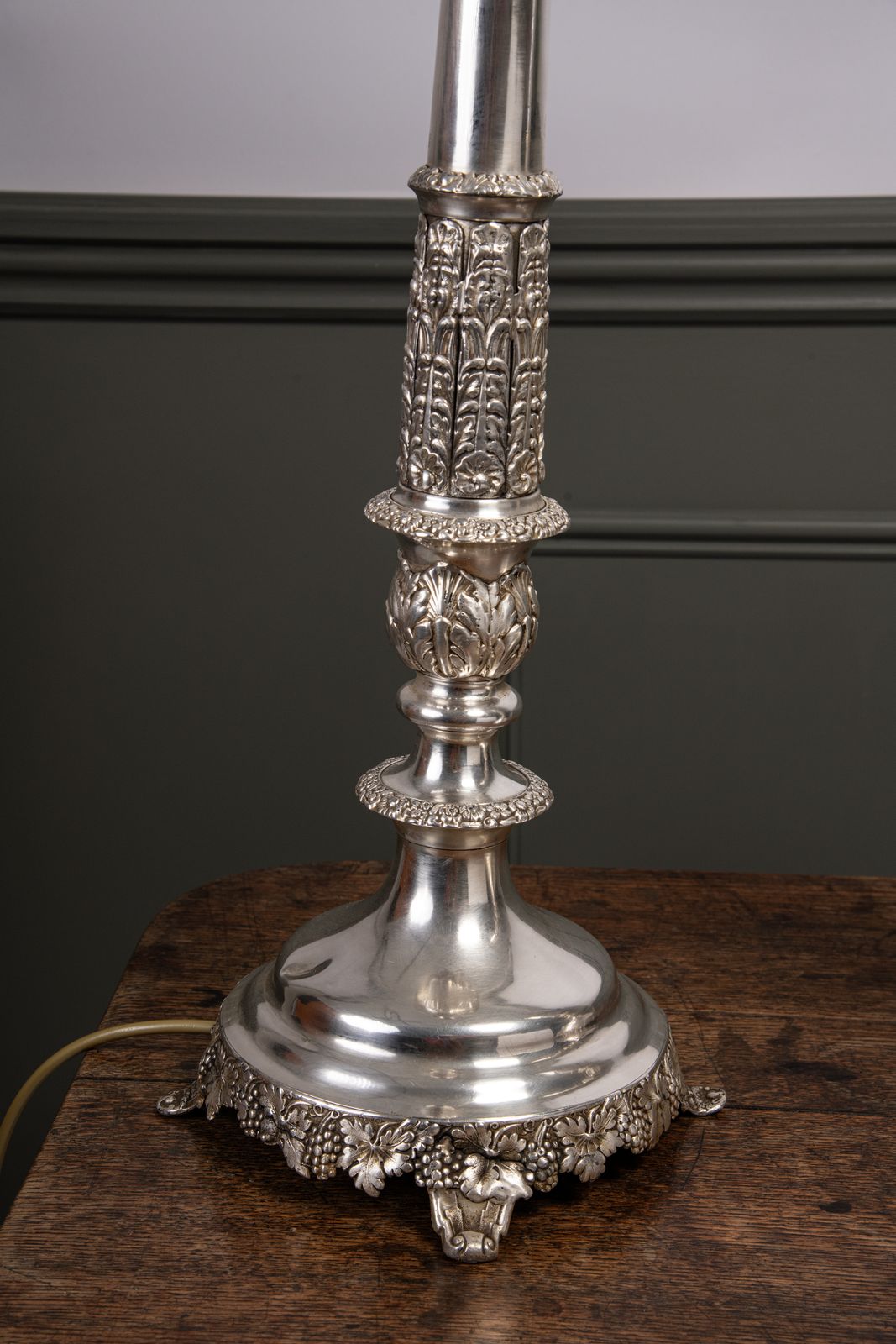 A Near Pair Of Late C19th Continental White Metal Lamps photo furniture