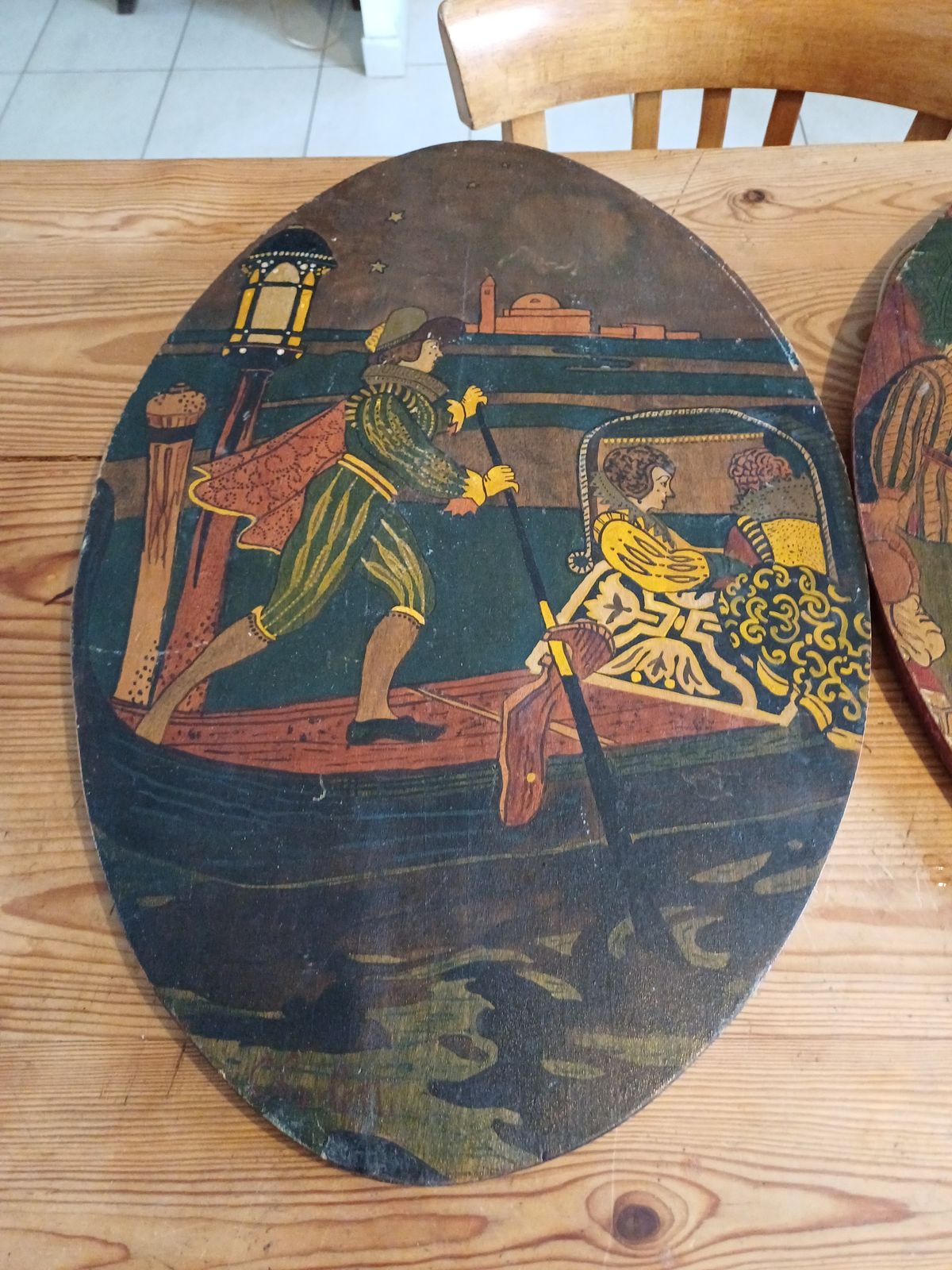photo vintage 2 Paintings On Wood 19th "Life In Venice" By Charletti