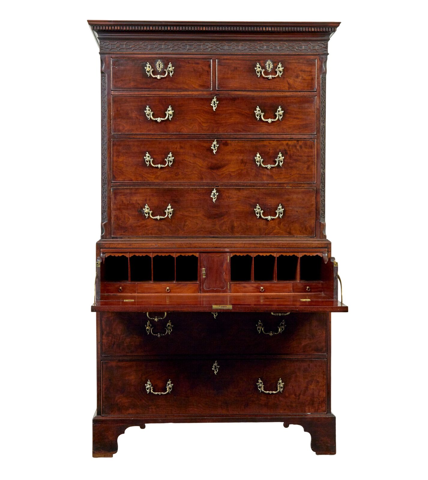 Early 19th Century Georgian Mahogany Secretaire Chest On Chest photo vintage