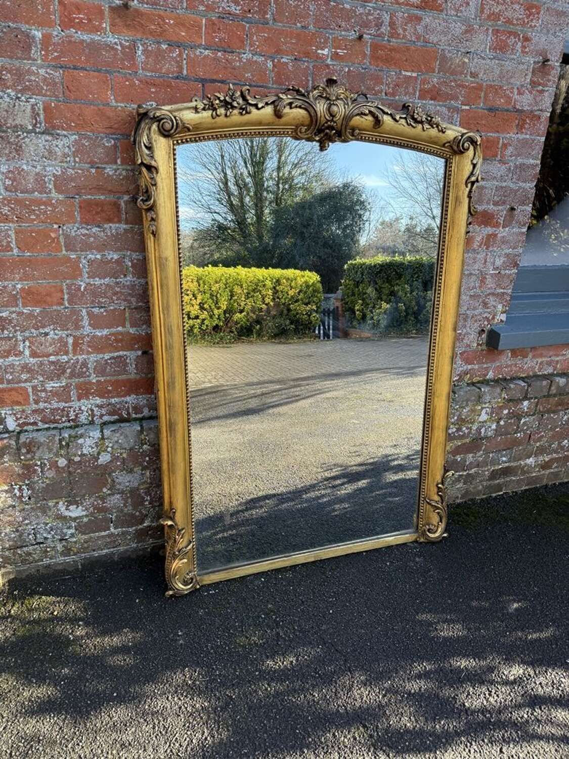 A Superb Large Antique English 19th C Gilt Overmantle Mirror