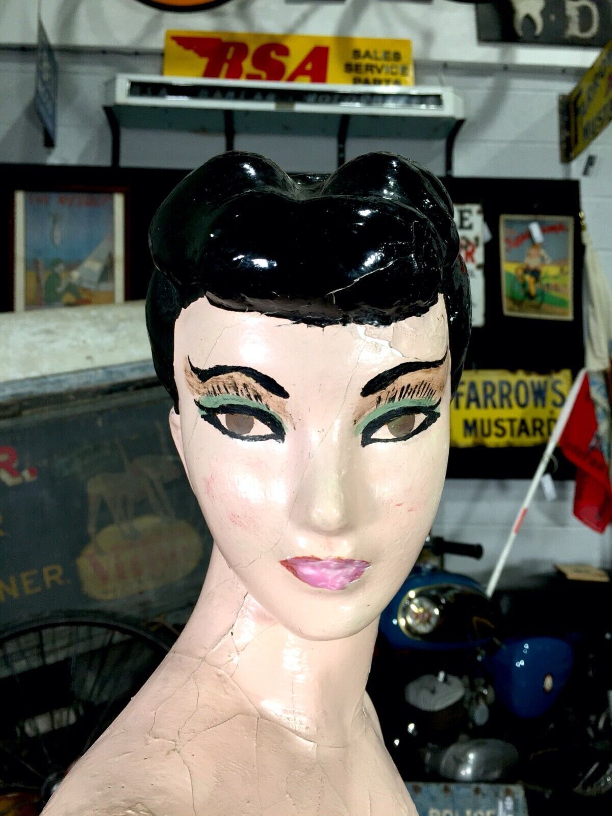 Antique Advertising   Large Art Deco 1930s Plaster Shop Display Female Mannequin photo vintage
