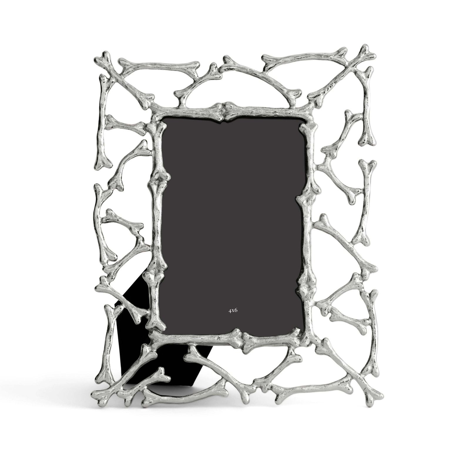 Dog Bone Photo Frame Made From Silver Metal. photo for sale