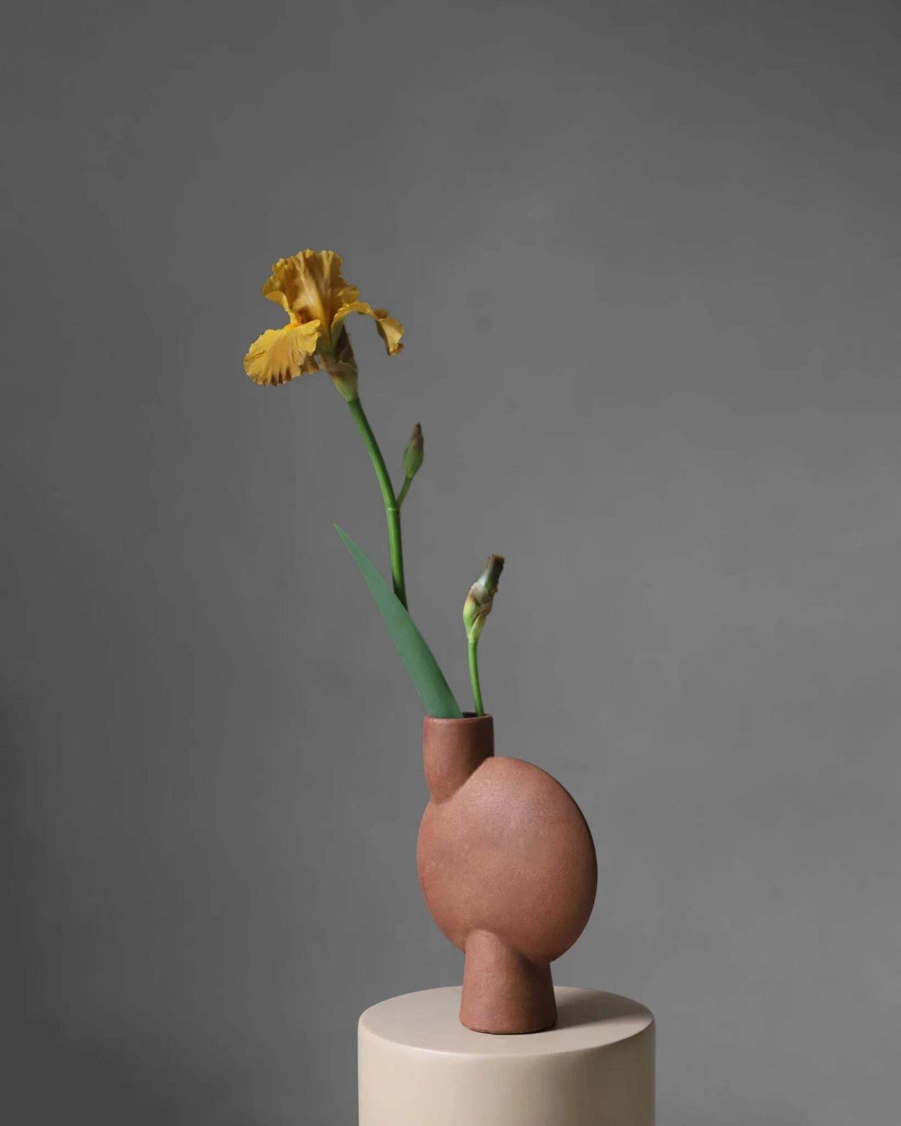 photo furniture Colonne, Column Table In Fibre And Concrete, Contemporary Work.