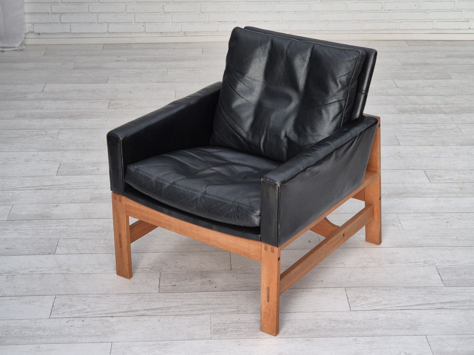 photo for sale Ca. Jaren 1960, Deense Loungestoel, Meubelleer, Massief Eikenhout.