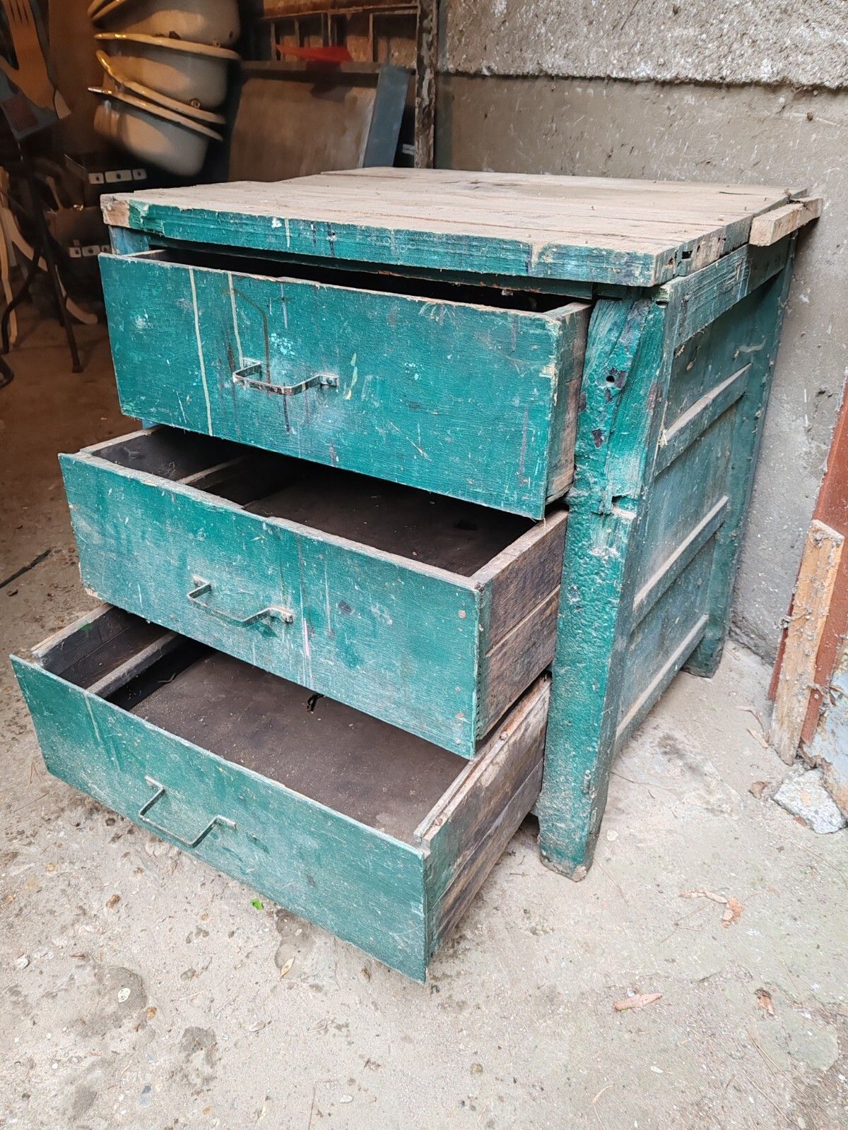 1930s Hungarian Workshop Chest Drawers Solid Hardwood, Chippy Wood, Vintage photo buy