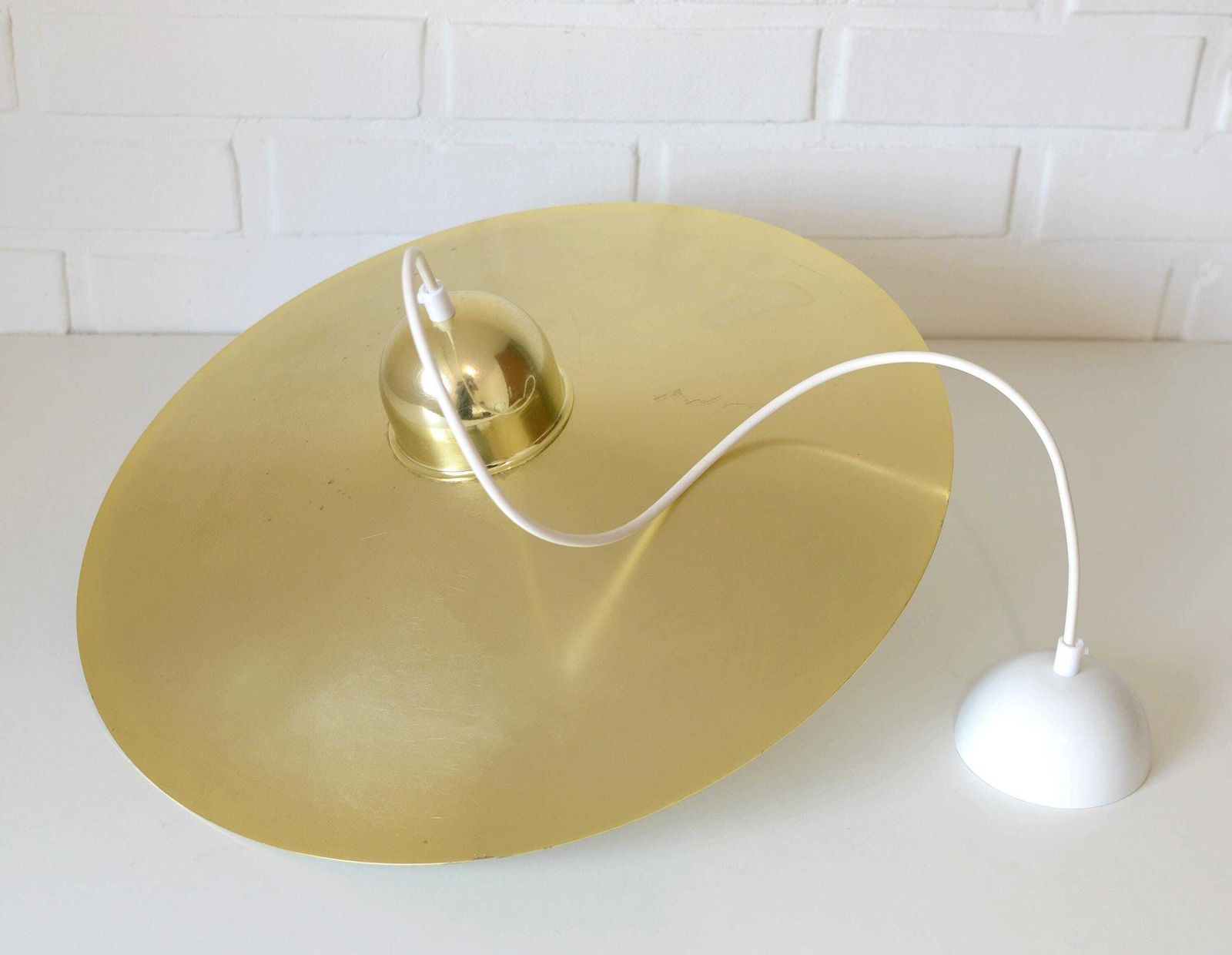 Vintage Trumpet / Hanging Lamp / Japandi / Pendant Light / Scandinavian / Mid Century Modern / Yugoslavia 80's / Retro Gold Lamp / Lighting photo vintage