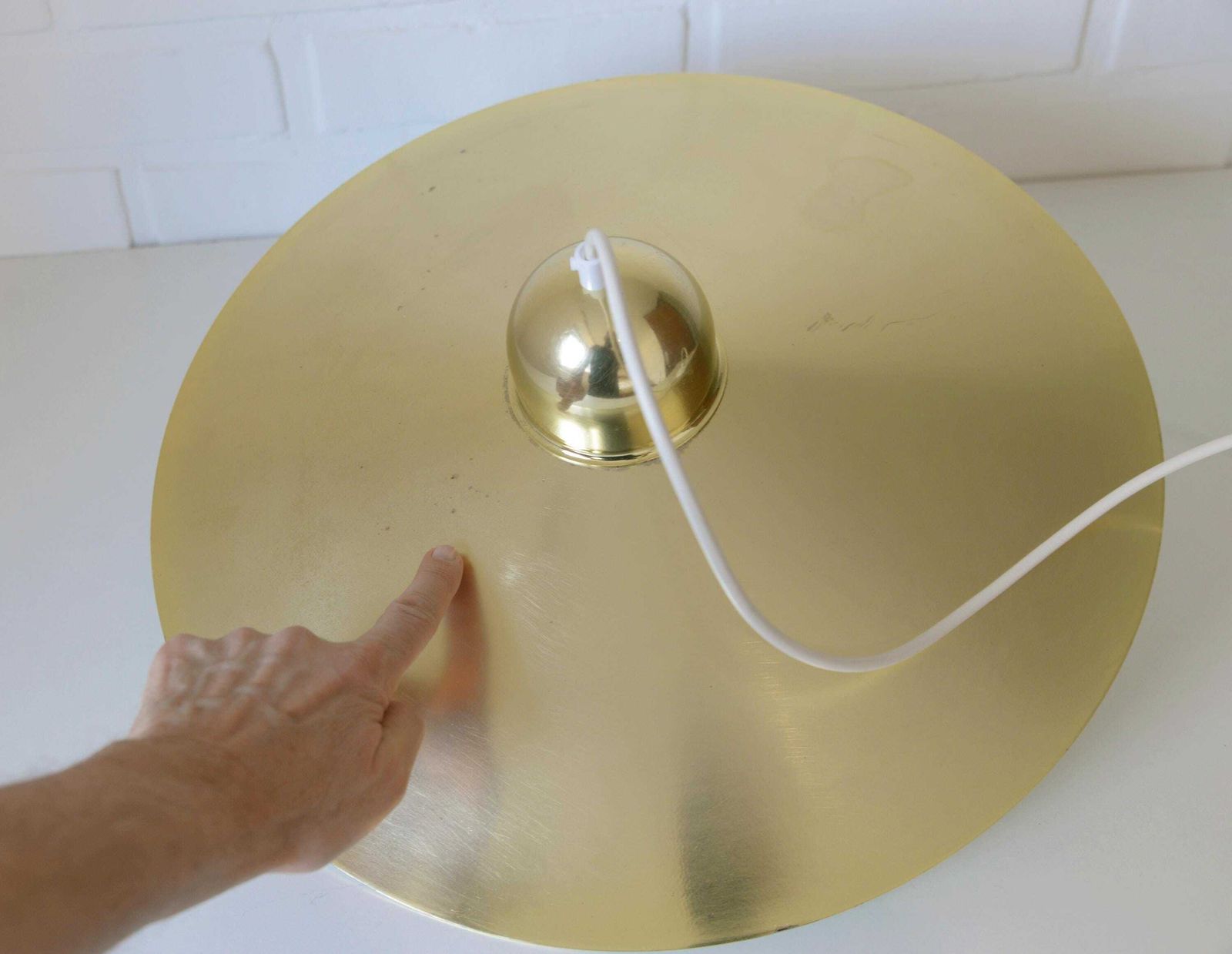 photo furniture Vintage Trumpet / Hanging Lamp / Japandi / Pendant Light / Scandinavian / Mid Century Modern / Yugoslavia 80's / Retro Gold Lamp / Lighting