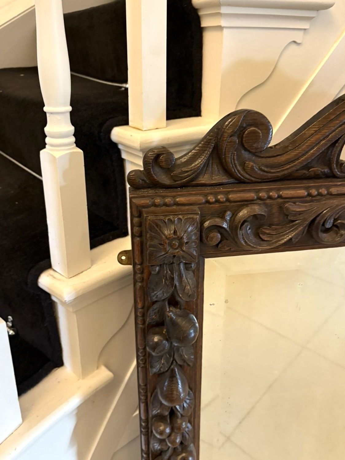 Exceptional Quality Antique 19th Century Carved Oak Wall Mirror photo for sale