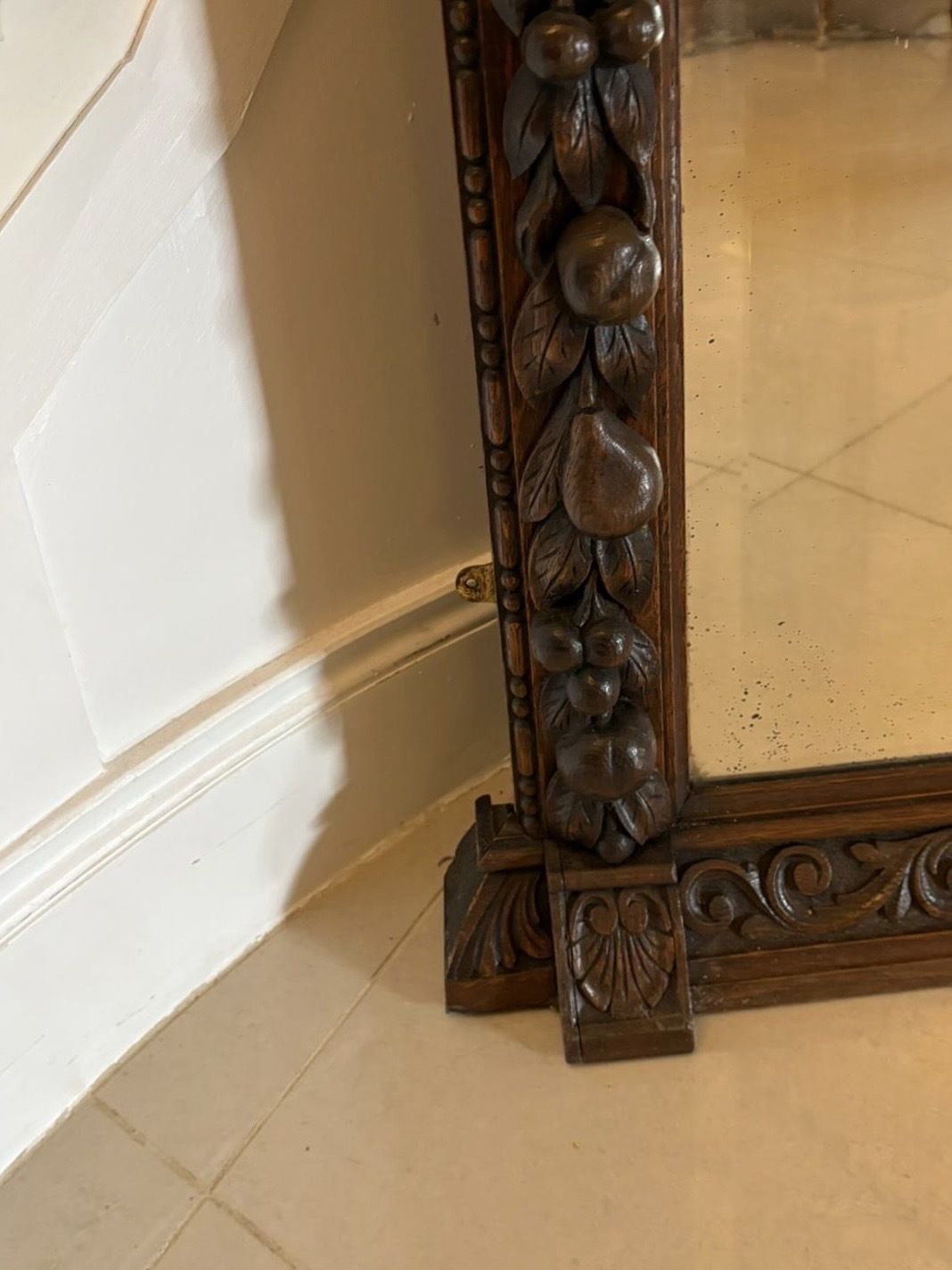 Exceptional Quality Antique 19th Century Carved Oak Wall Mirror photo Home Decor