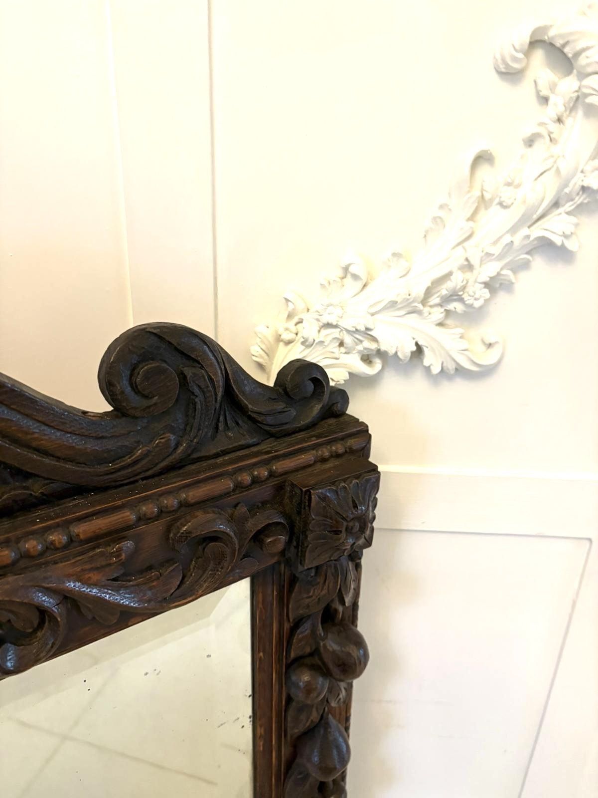 Exceptional Quality Antique 19th Century Carved Oak Wall Mirror photo vintage