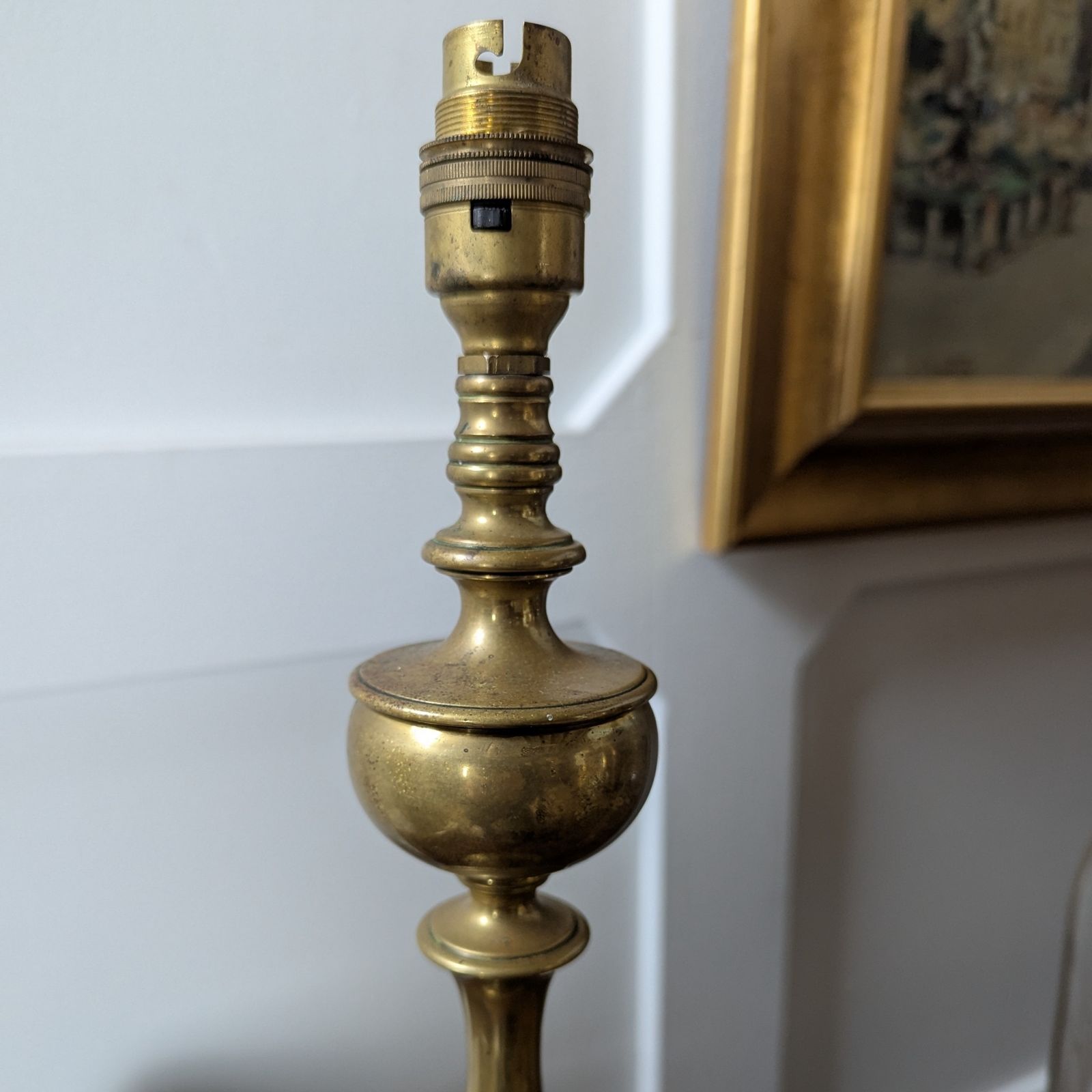 Early 20th Century Brass Lamp Of Baluster Form – Stamped 1920 photo for sale