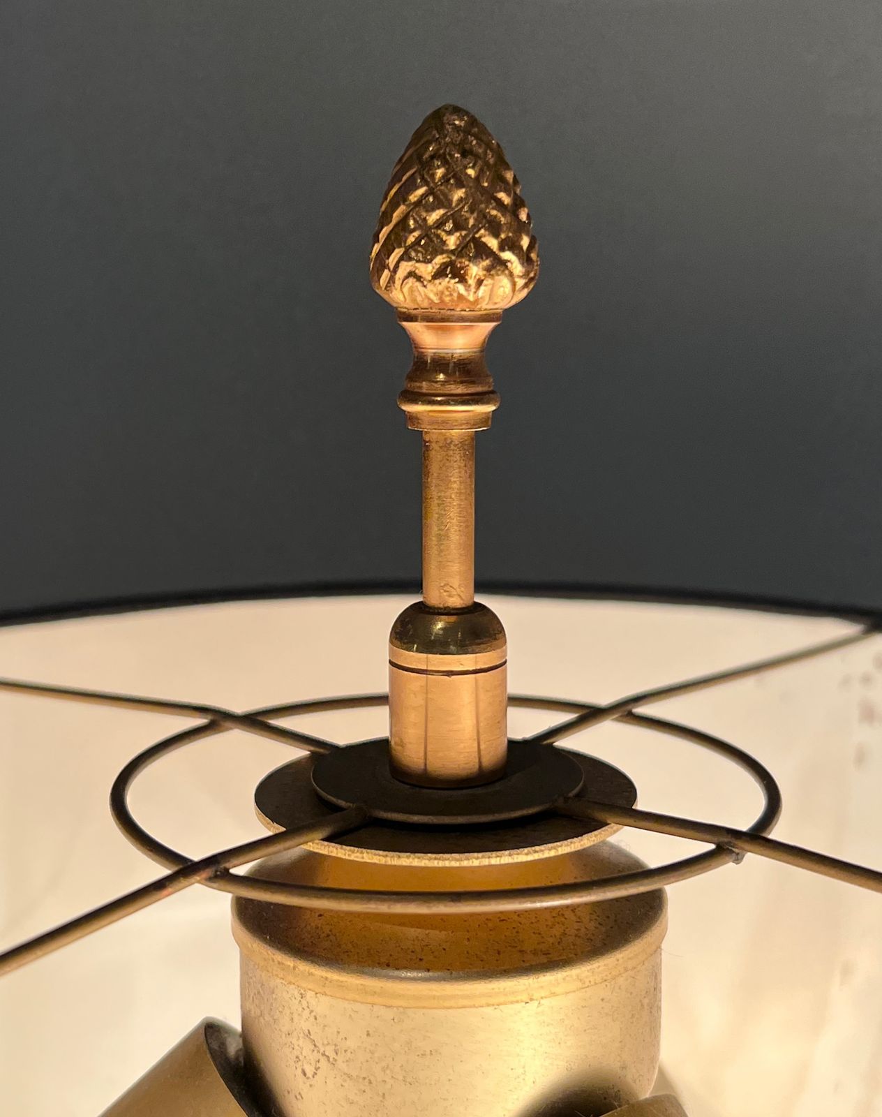 photo buy Pineapple Lamp In Gold Metal And Black Lacquer In The Style Of Maison Charles