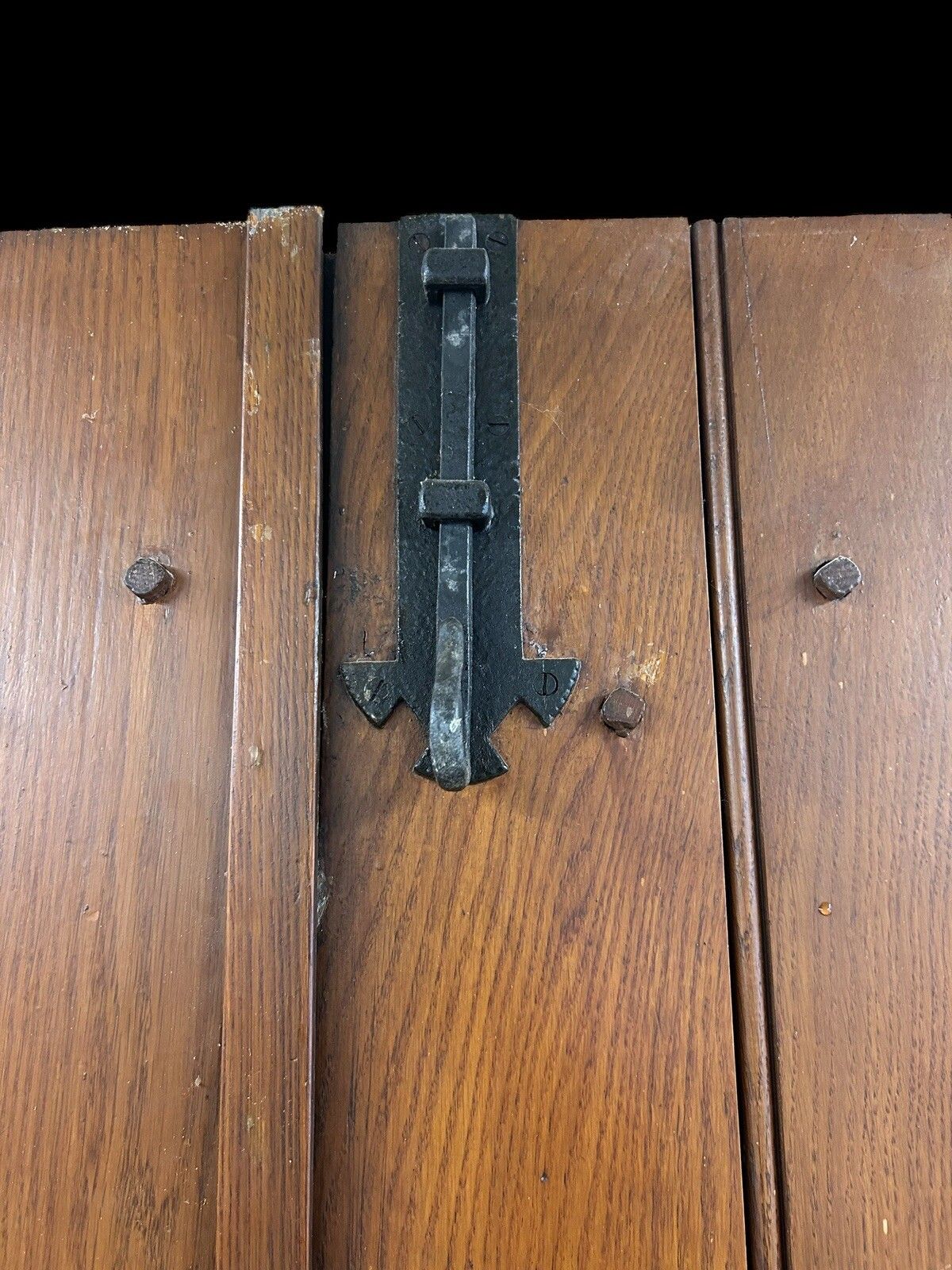 4071.0 Solid Oak Doors Double Antique Period Reclaimed Old Iron Handles Wood Planks photo