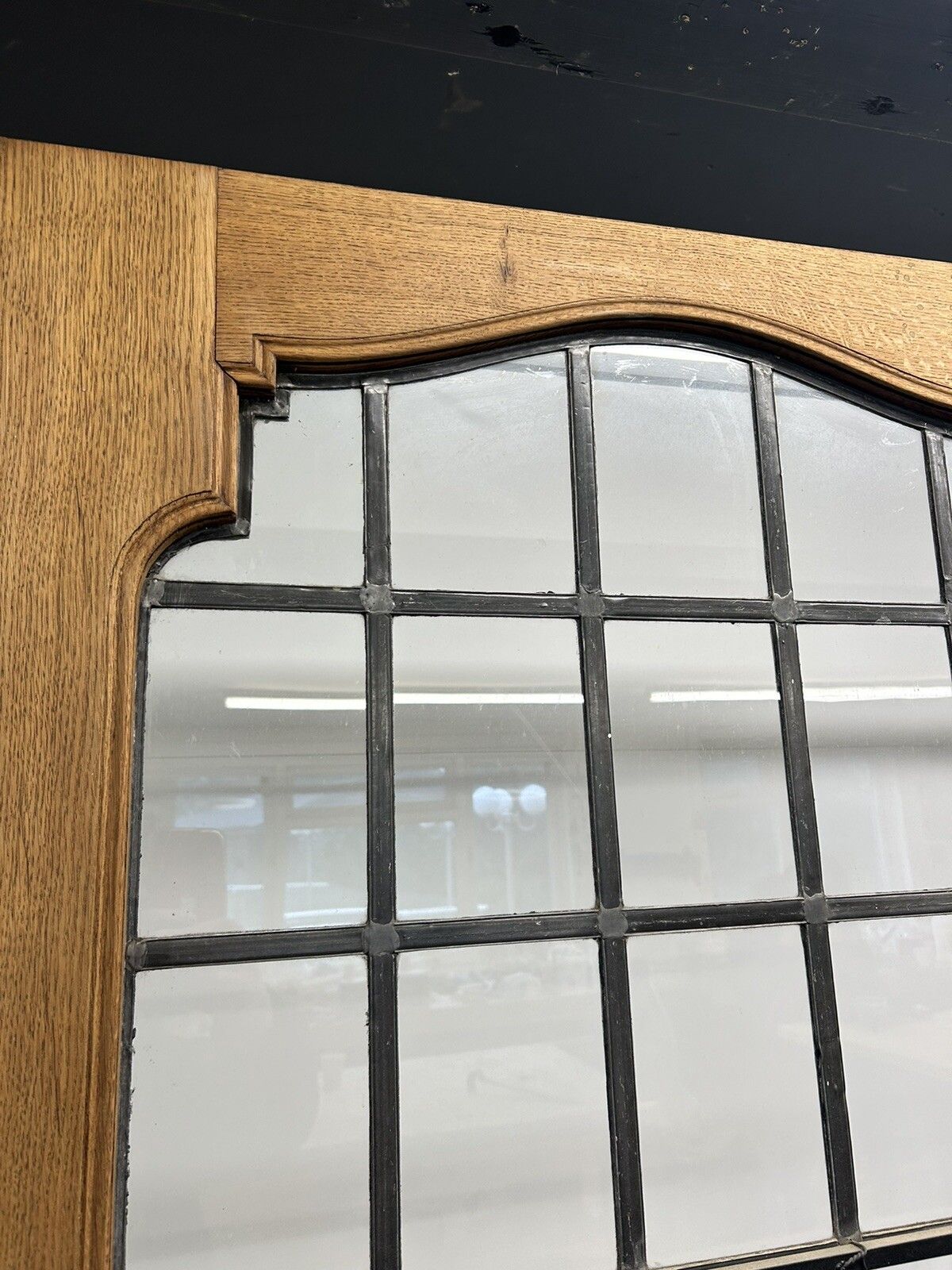 Solid Oak Door Internal Antique Period Reclaimed Old Glass Leaded Vestibule Arch photo furniture