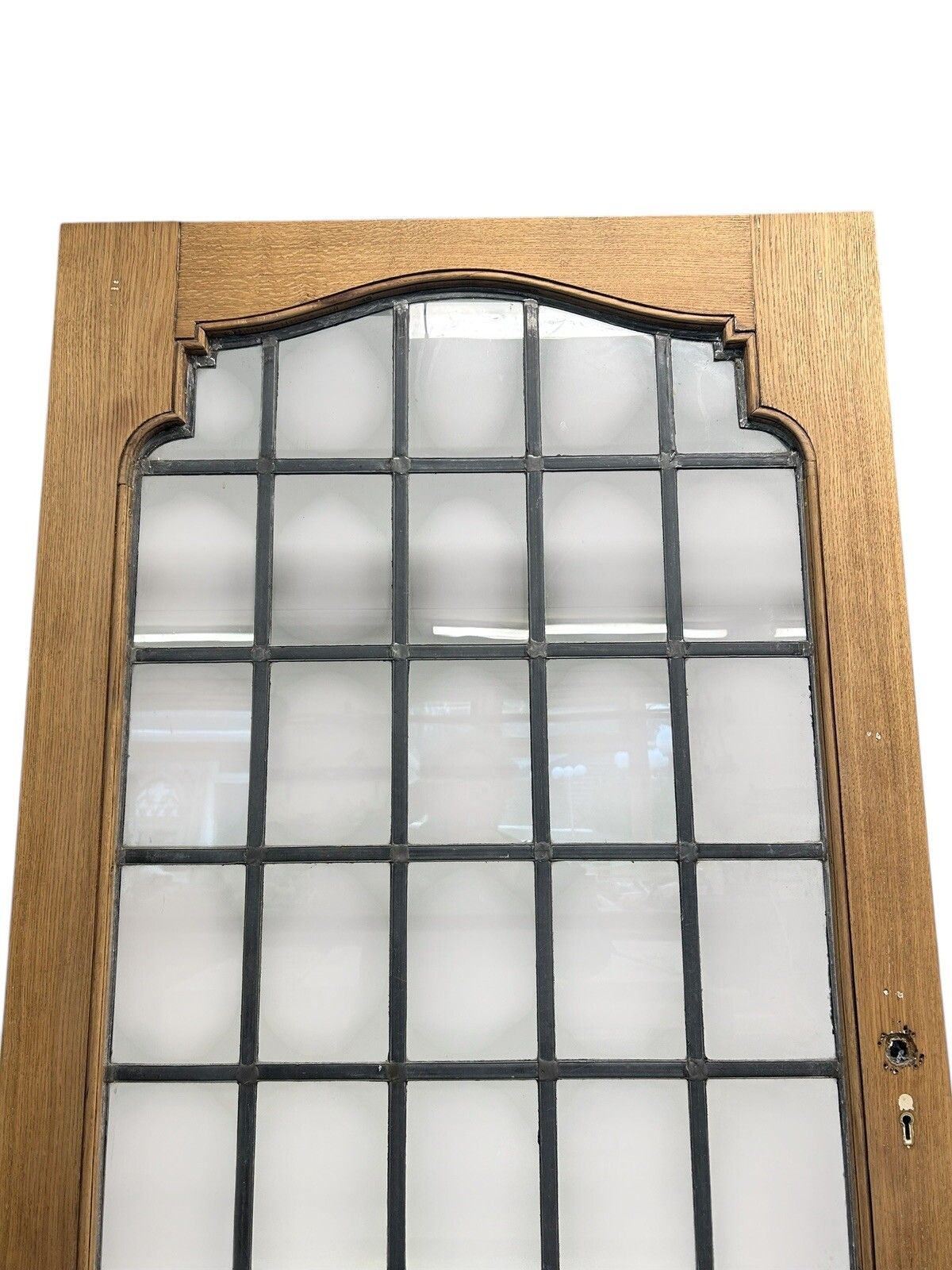 Solid Oak Door Internal Antique Period Reclaimed Old Glass Leaded Vestibule Arch photo Home Fixtures