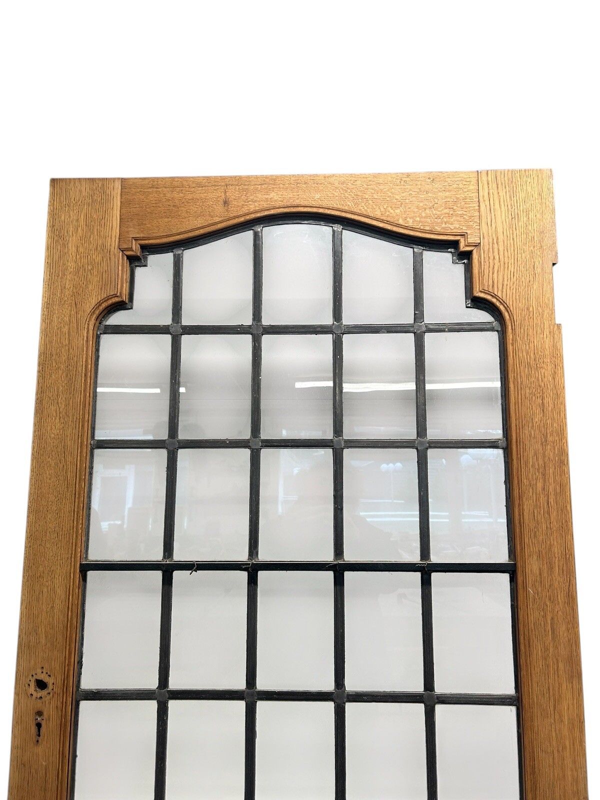photo furniture Solid Oak Door Internal Antique Period Reclaimed Old Glass Leaded Vestibule Arch