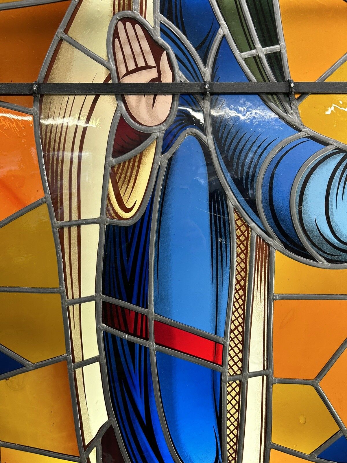 photo furniture Stained Glass Hand Painted Window Panel Old Antique J Vosch Belgium Leaded Rare