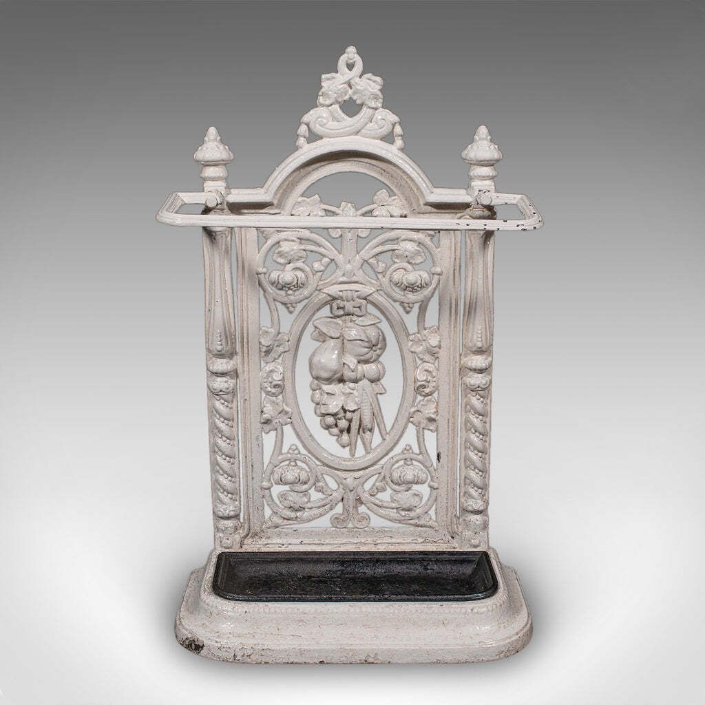 Antique Portico Stick Stand, English, Cast Iron, Hall, Umbrella Loop, Victorian photo furniture
